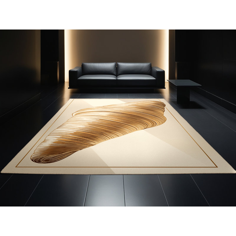 Tapis moelleux doux et luxueux beige Leonia Croissant, 2x3