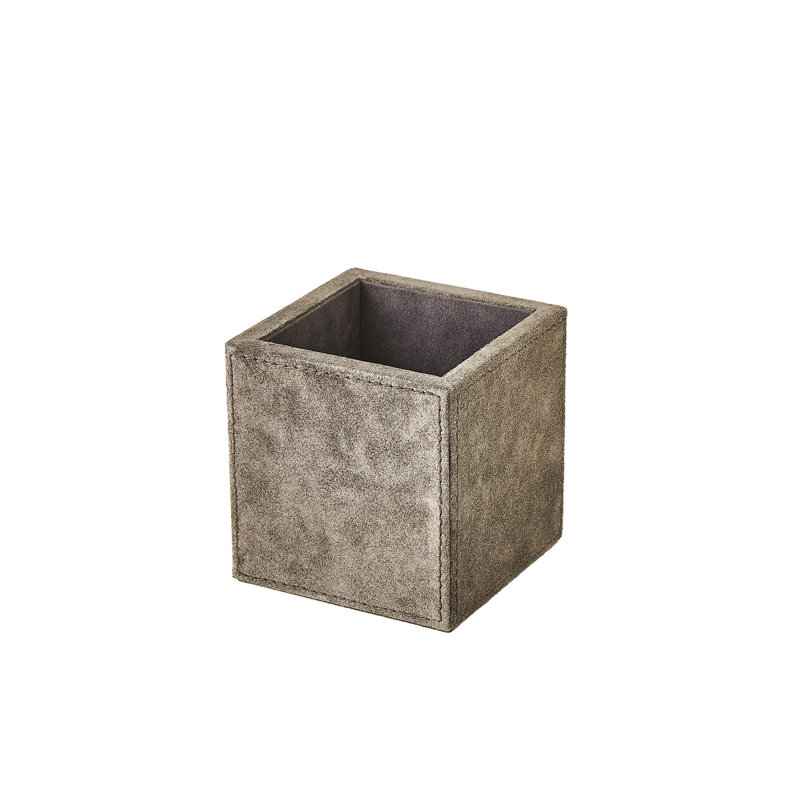 Posh Pencil Cup-Parchment Suede, Gray