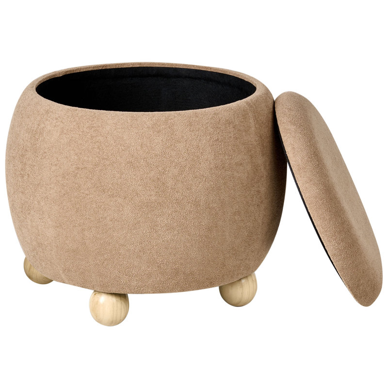 40cm Wide Round Solid Colour Pouffe Ottoman with Storage, Brown