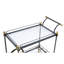 Chariot de service rectangulaire en verre et en métal - décorations noires / dorées, rangement pour accessoires de vin transparent et fini 2 tablettes pour apéritifs, cadre, porte-bouteilles, mobile avec roulettes