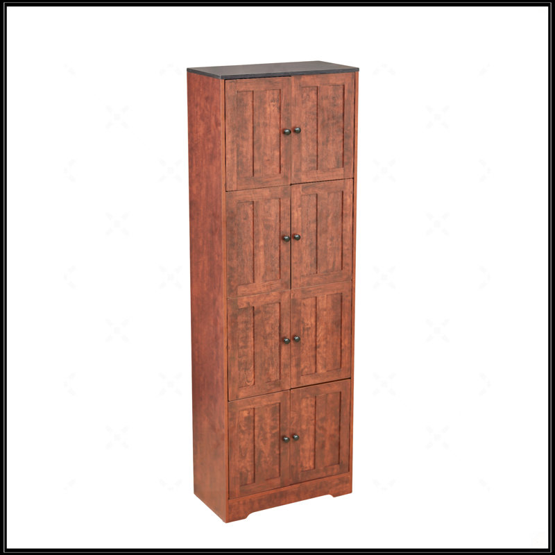 Grande armoire de rangement avec 8 portes et 4 tablettes, Noyer