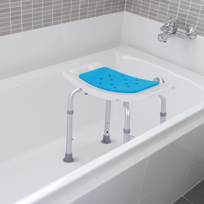 Adjustable Shower Seat For Seniors, Injured & Pregnant - 6 Levels, Non-slip, -, Blue Aluminum Stool Bath