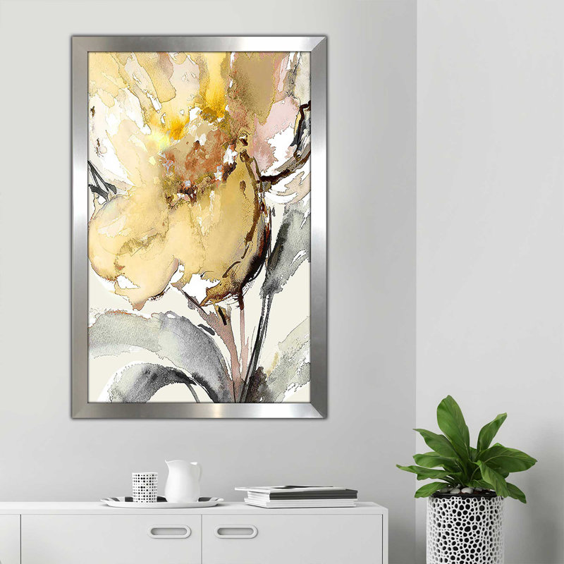 «Bright Blooms II» par Lanie Loreth - Peinture, Encadrement argenté, H 49,5 po x l 33,5 po x P 1 po