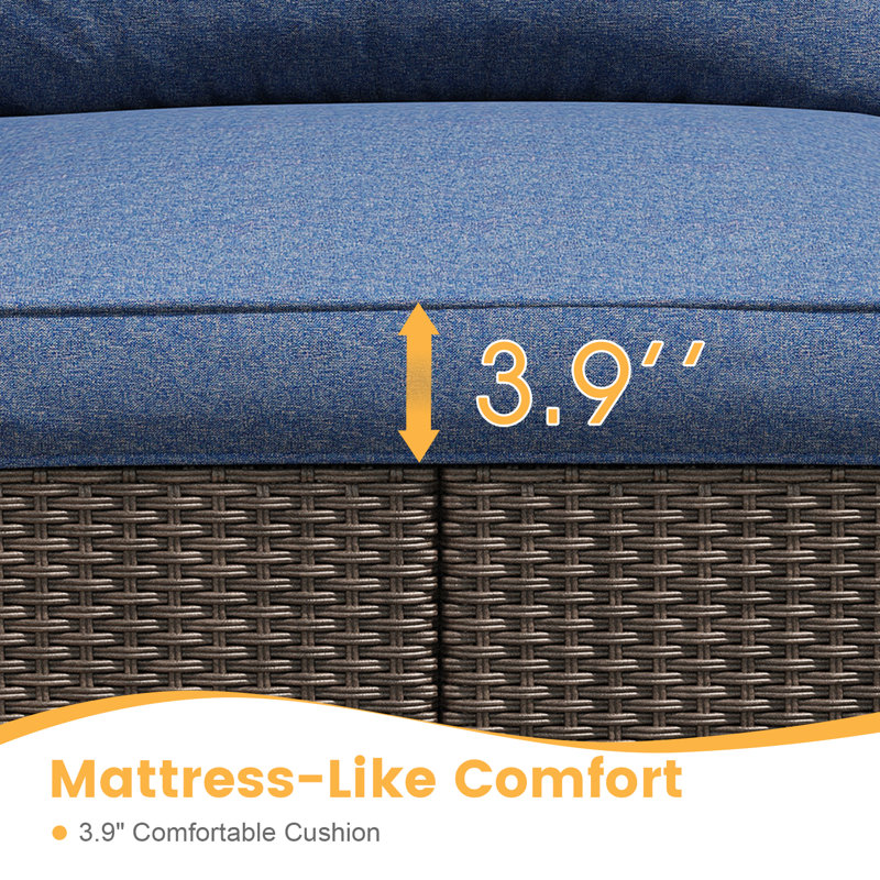 Ensemble de conversation pour patio pour 2 personnes avec coussins, Bleu ardoise