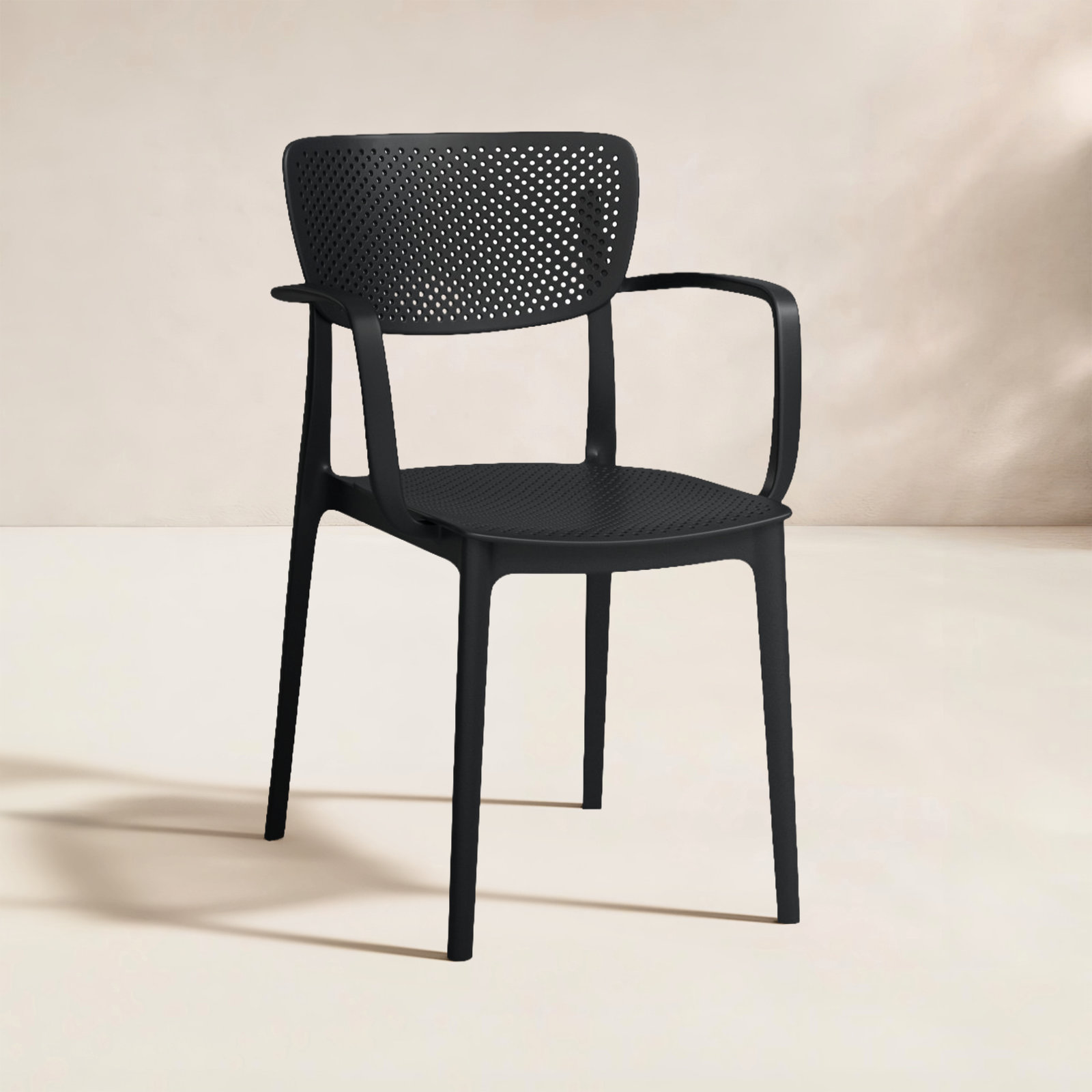 Farrah Stackable Patio Armchair, Black