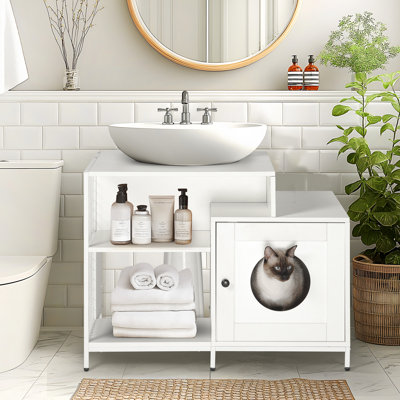 Enceinte de litière pour chat pour salle de bain