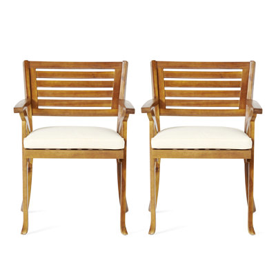 Outdoor Hermosa KD Wood Patio Dining Chair With Cushons (Set Of 2)