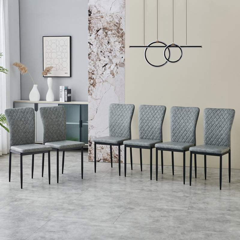 Lelania Modern Faux Leather Upholstered Dining Chairs, Light Grey