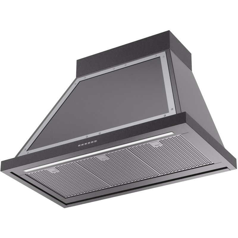 ILVE 36" Nostalgie II Noblesse 600 CFM Ducted Wall Mount Range Hood, Glossy Black/Chrome