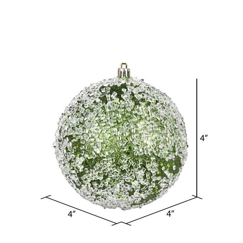 Ornement boule scintillante, Vert mousse, H 4 po x l 4 po x P 4 po, 6