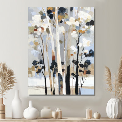 Black Birch Trees Forest Panorama - Birch Large Wall Art, Nature Framed Canvas Art Print