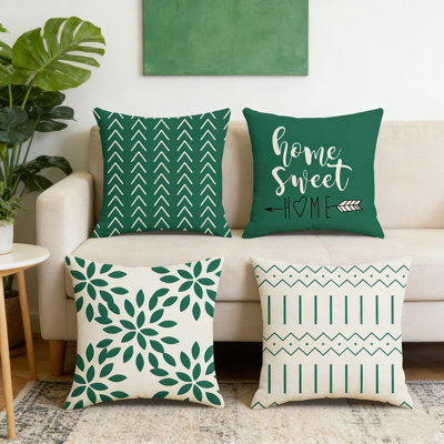 Set Of 4 Throw Pillow Covers 18X18inch Linen Geometry Square Pillow Cushion Case Throw Pillowcase Hidden Zipper Design, G