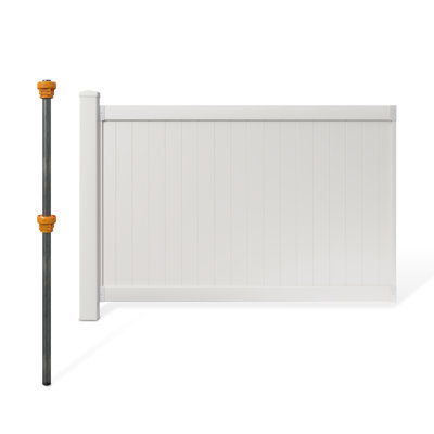 WamBam Fence 4 ft. x 6 ft. No Dig Westport White Vinyl Privacy Fence Panel with Post