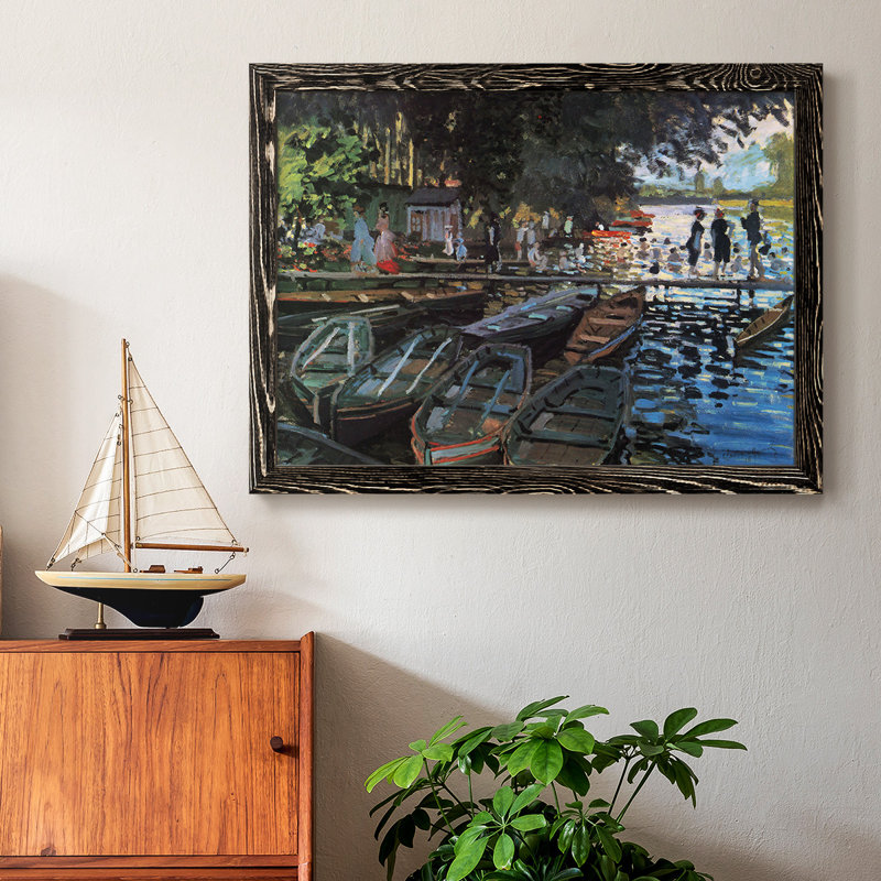 «Bathers at La Grenoullière» par Monet, reproduction sur toile, Noir, H 18 po x l 26 po x P 1,5 po