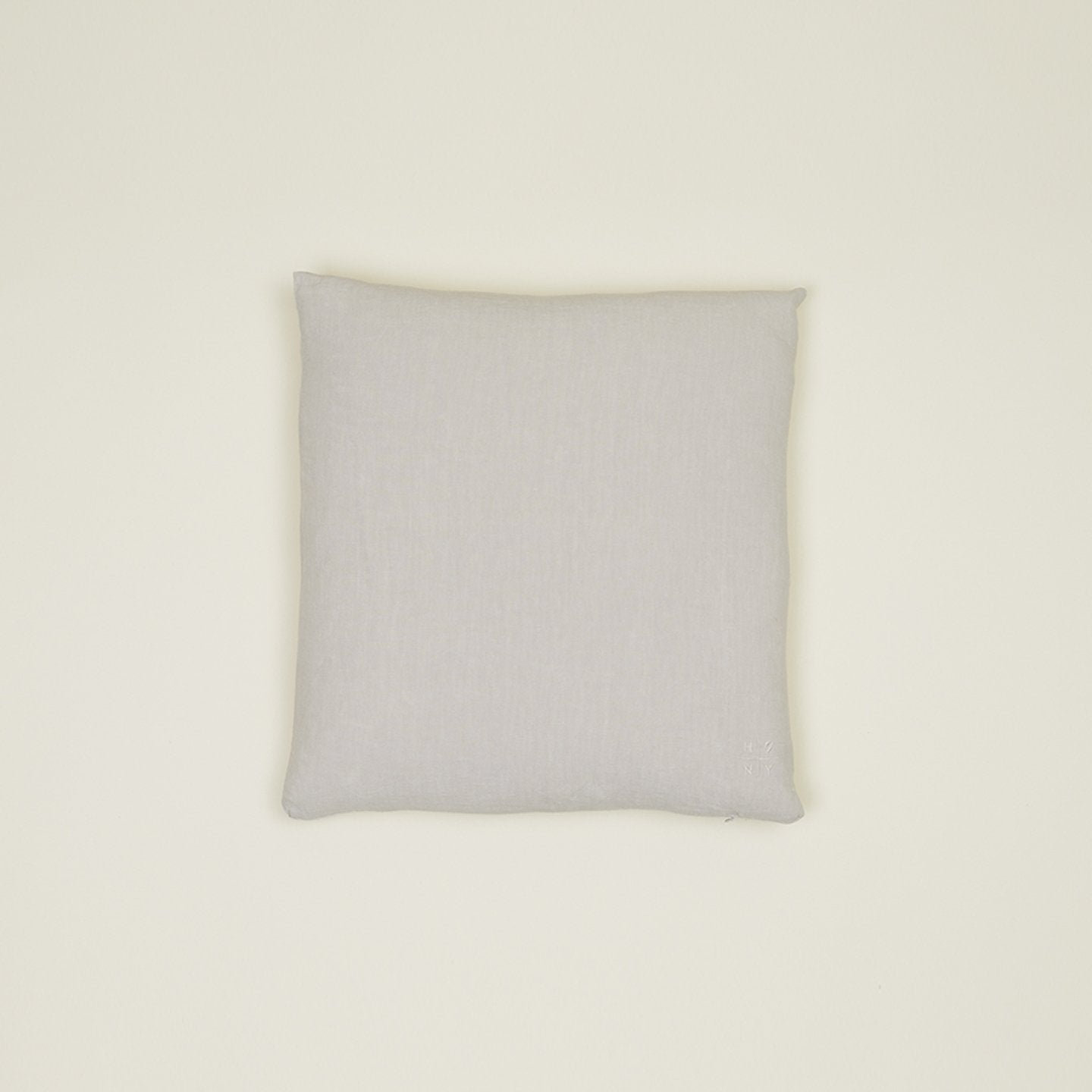 Simple Embroidered Linen Throw Pillow, Light Gray, Square 22"