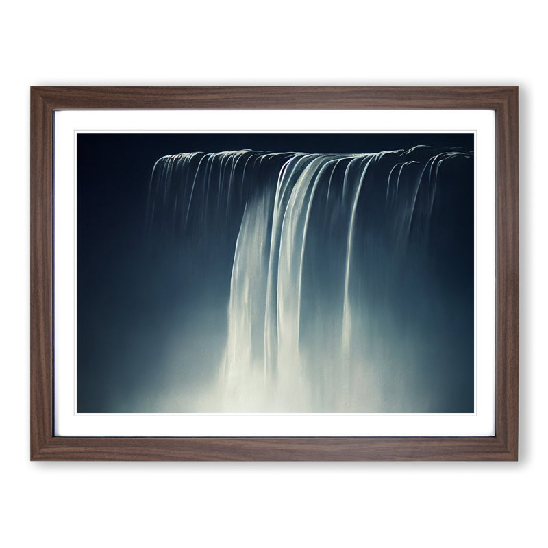 Showstopping Waterfall - Single Picture Frame Print, Walnut Framed, 46cm H x 64cm W x 2cm D