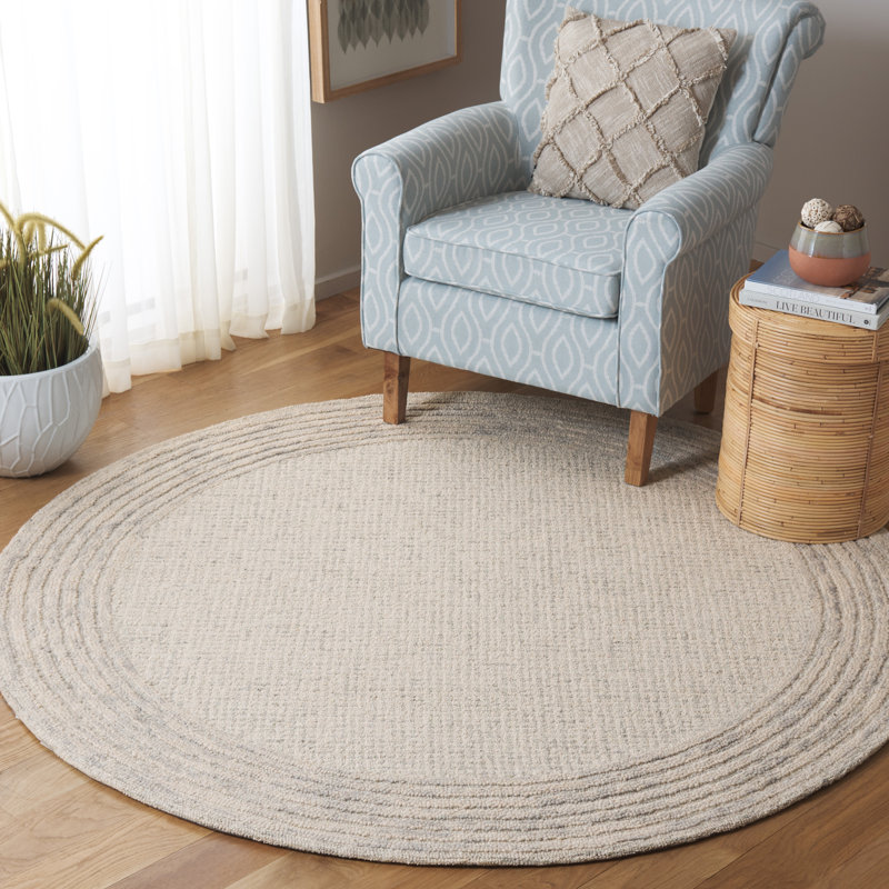 Tapis gris / ivoire Ebony 425, Rond 6 pi