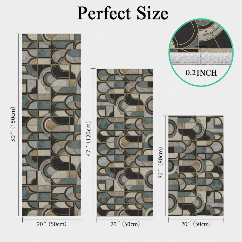 Geometric Shapes Non-Slip Washable Kitchen Mats