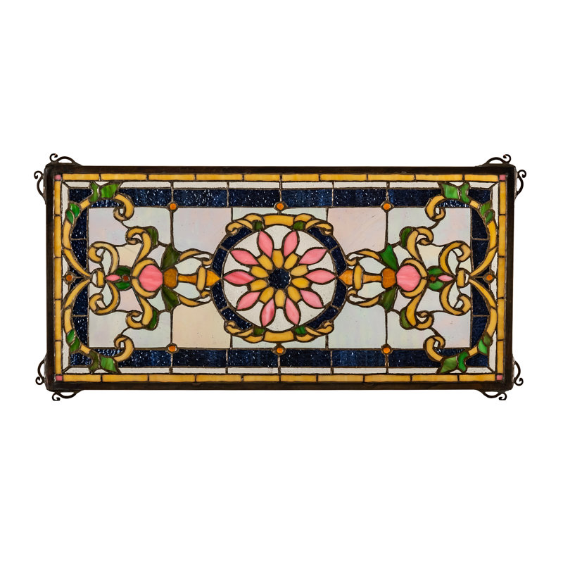 Emma Window Panel, Beige/Amber/Green