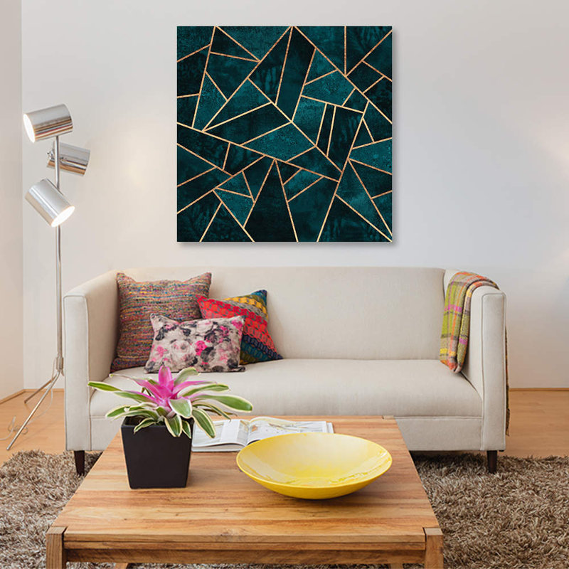 «Deep Teal Stone» par Elisabeth Fredriksson, impression sur toile tendue, H 48 po x l 48 po x P 1,5 po, Toile tendue
