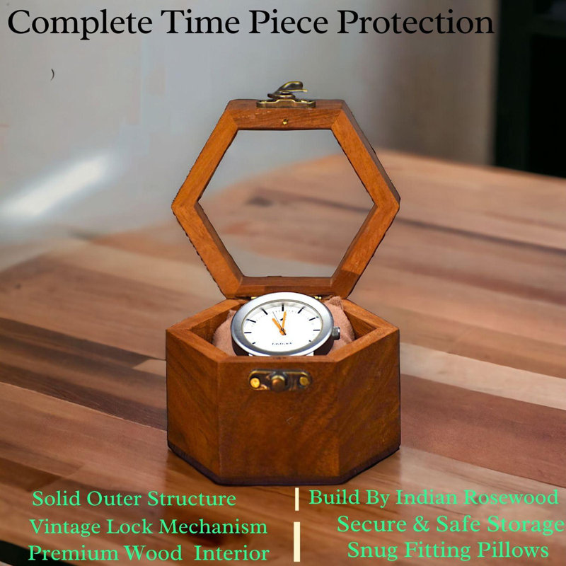 Watch Box For Men, Single Slot Watch Display Case Mens Watch Box Organizer, Dark Rosewood Watch Cases