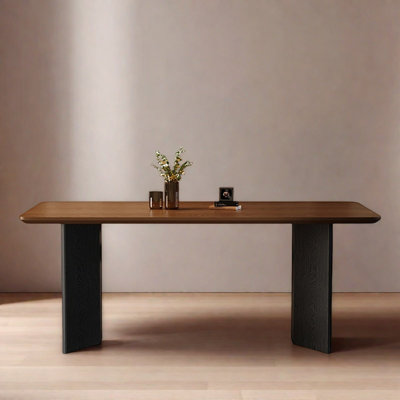 Modern simple rectangular solid wood dining table