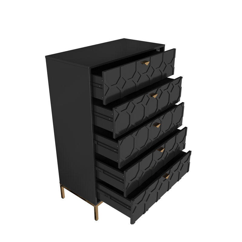 Wooden 5-Drawer Storage Cabinet Table
