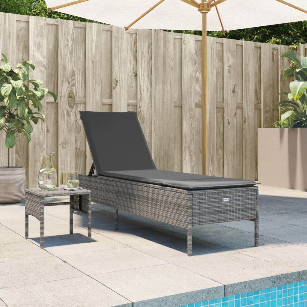 Vidaxl Sonnenliege Mit Tisch Und Auflage Braun Poly Rattan