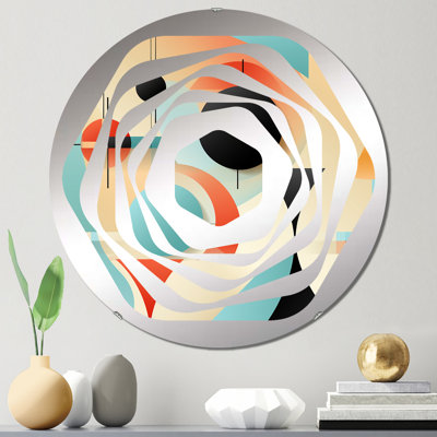 Motif Mid-Century géométrique bleu et beige - miroir décoratif Amorphe
