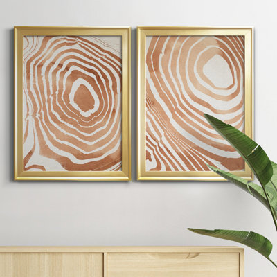Reproduction encadrée de qualité supérieure «Wood Grain Suminagashi III» - prête à être accrochée
