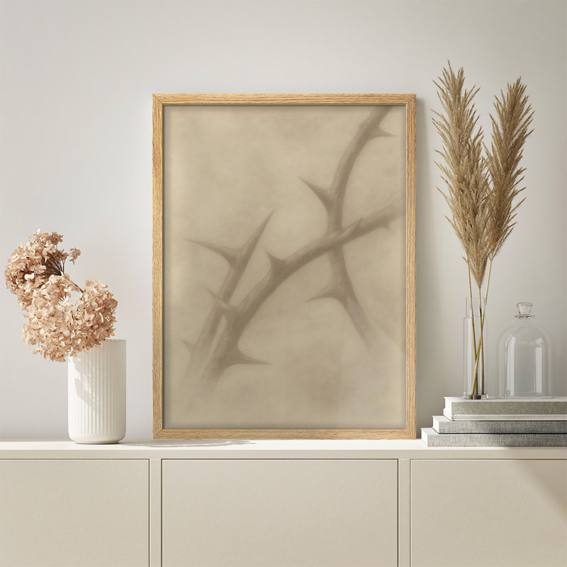 «Abstract Thorn Branch», reproduction d'art encadrée subtile inspirée de la nature, Naturel, H 14 po x l 11 po
