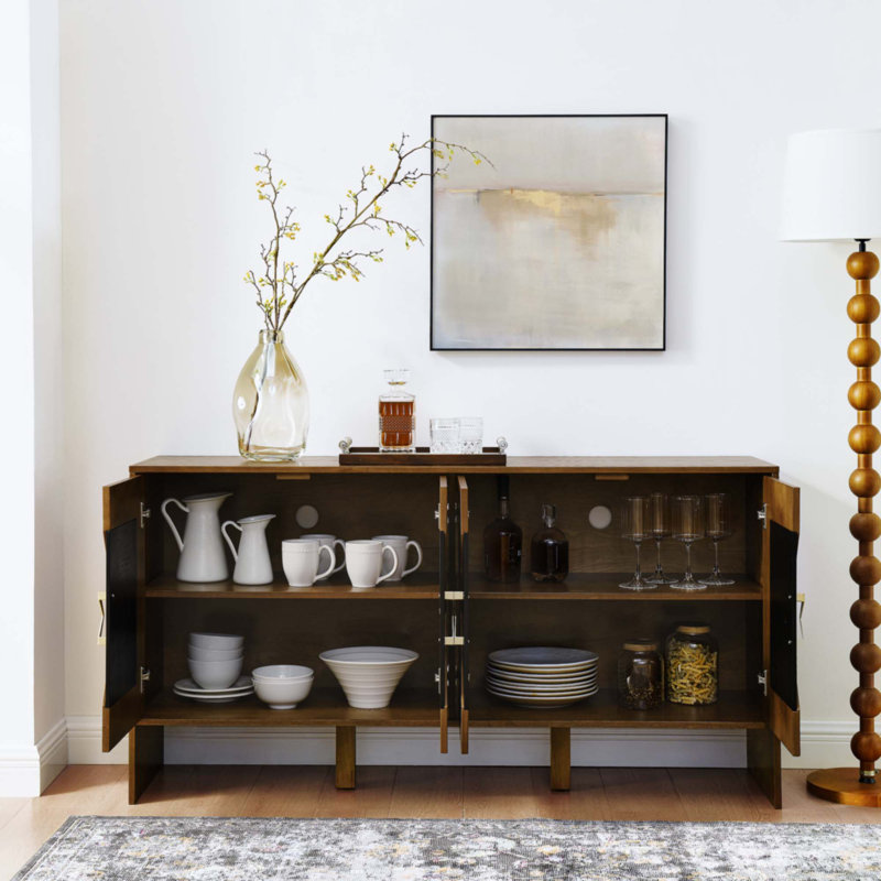 60" Mid Century Modern Sideboard Buffet Cabinet With Storage, Walnut