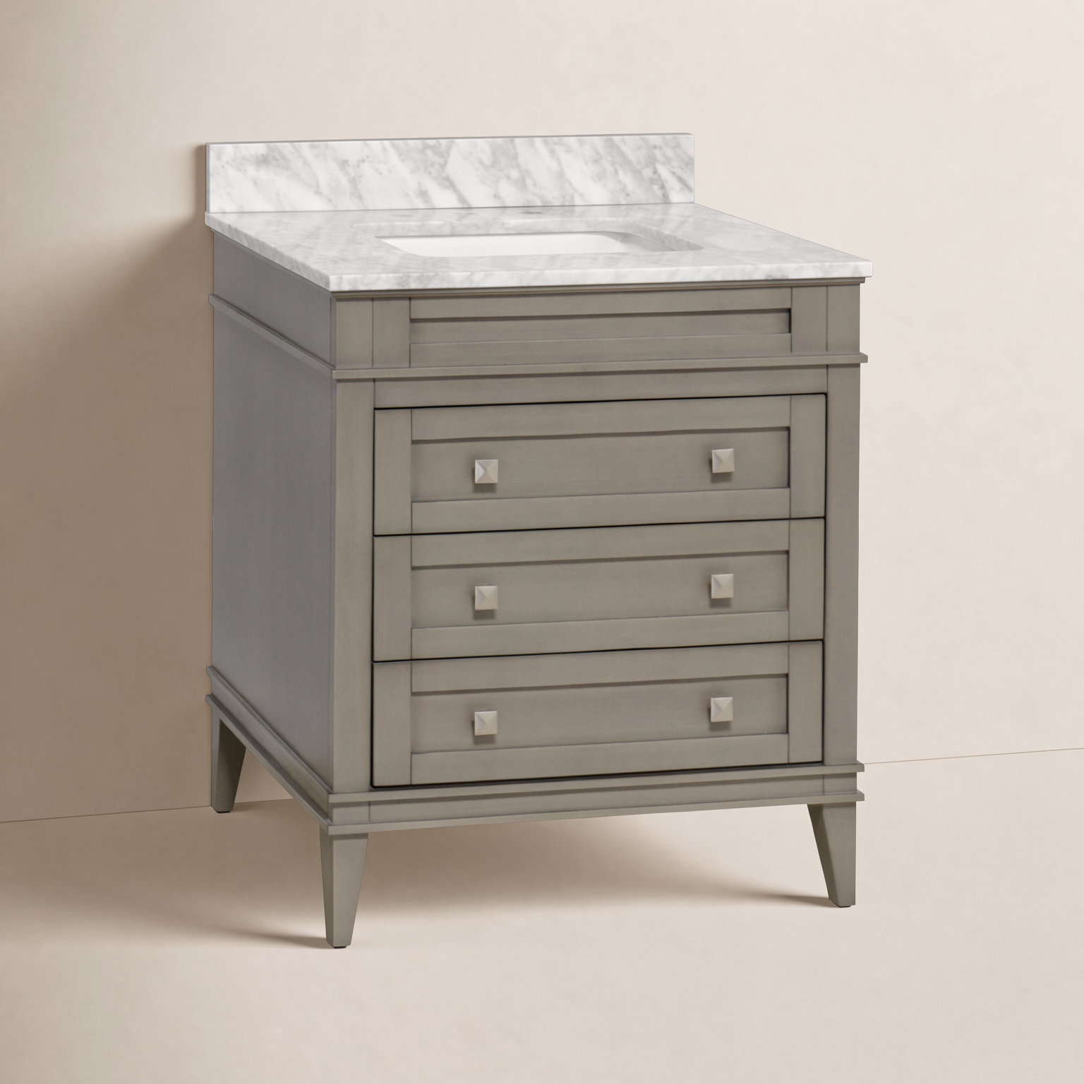 30'' Single Bathroom Vanity, Carrara Marble, Weathered Gray