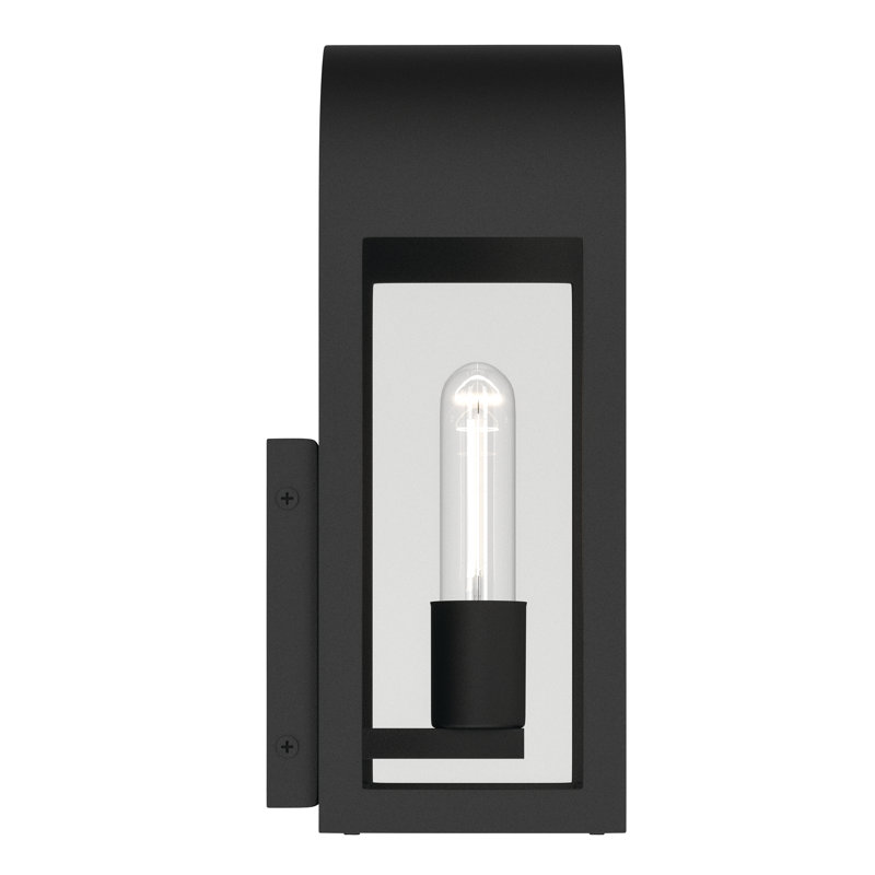 Applique murale d'extérieur 1 lumière avec verre transparent noir texturé 13 "Marea, Noir texturé