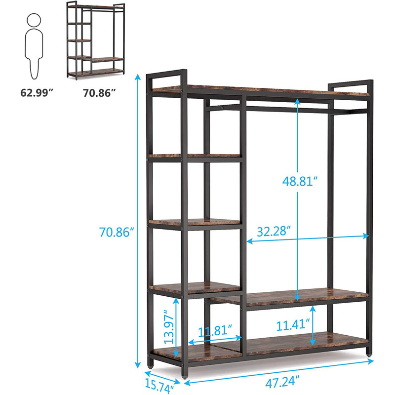 47.24'' Manufactured Wood Clothing Rack, Brown