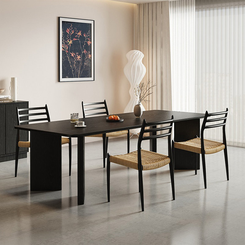 Ensemble de table en bois massif carbonisé, H 29,52 po x L 86,61 po x l 35,43 po