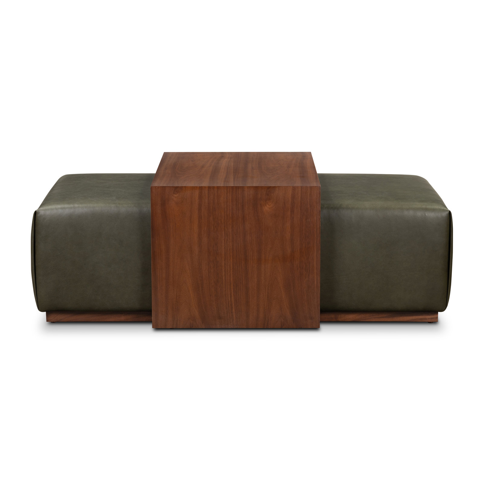 47" Genuine Leather Ottoman, Olivine Green