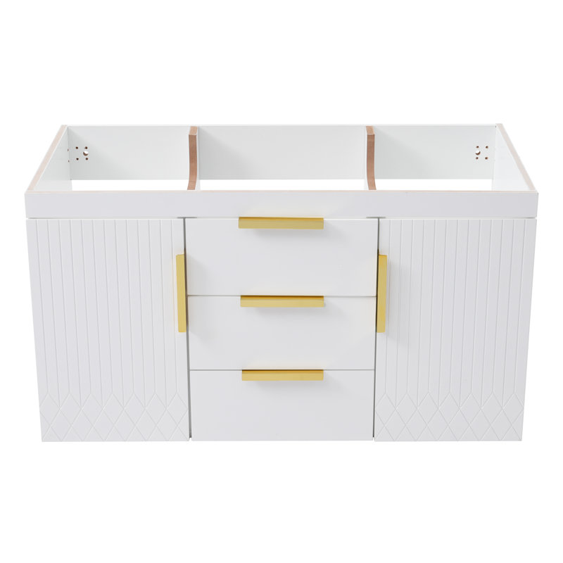 Meuble-lavabo mural sans lavabo, Blanc / Blanc