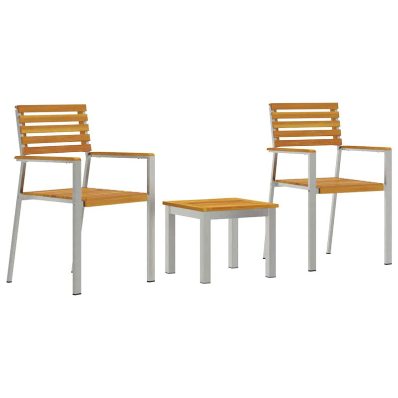 2 - Person Wood Patio Dining Set with Rectangular Table