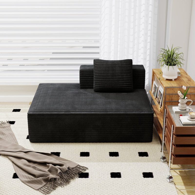Canapé modulaire sans cadre 90 po Cloud, Velours côtelé noir