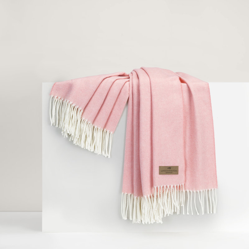 Italian Herringbone Throw Blanket, Blush