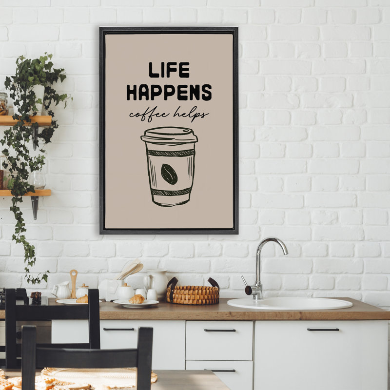 Cadre flottant Life Happens Coffee Helps, conception de JJ Design House LLC, H 31 po x l 21 po, Cadre flottant noir de jais