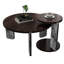 Table basse moderne avec ensemble de tables de bout, table de bout en MDF plaqué noyer durable de 83 cm de diamètre avec une table d'appoint de 43 cm de diamètre pour le salon, la salle d'étude, les pieds et la base en pierre frittée solide et stable