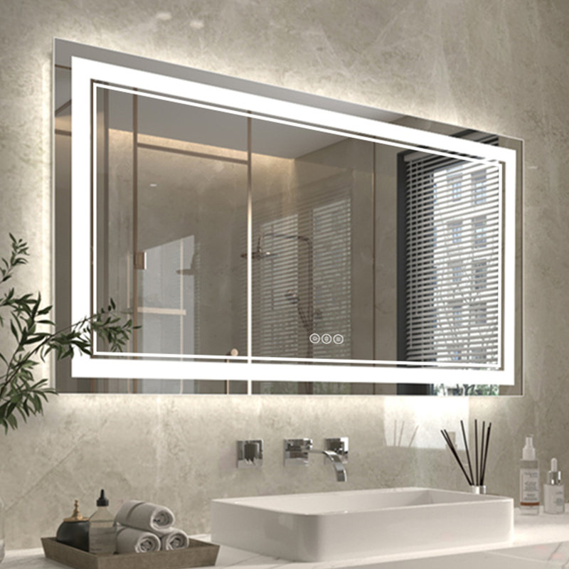 Wall Mount Anti-Fog Oversized Frameless Lighted Bathroom Mirror/ LED Bathroom Mirror, 30" x 55", Rectangle
