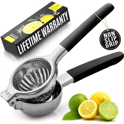 Zulay Kitchen Lemon Squeezer Stainless Steel With Premium Heavy Duty Solid Metal Squeezer Bowl And Food Grade Sili In Black