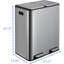 Poubelle à double compartiment en acier inoxydable, poubelle de recyclage à double pédale à 2 sections avec couvercles à fermeture douce, poubelle de tri rectangulaire résistante aux empreintes digitales pour la maison de cuisine