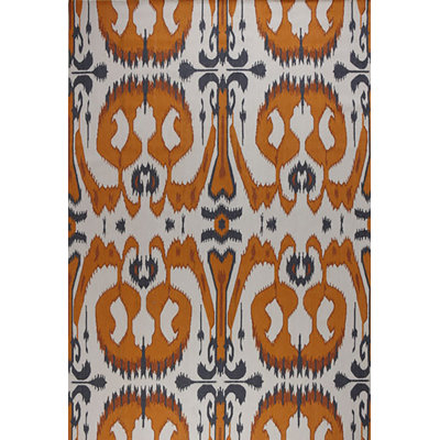 Bali Wool Ikat Area Rug in Gray/Orange/Black