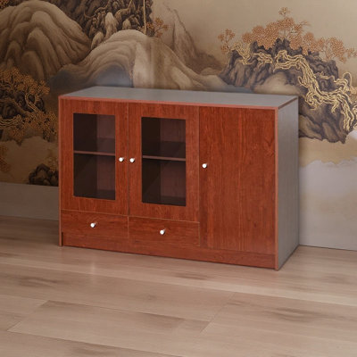 Buffet de cuisine avec armoire de rangement et porte de table avec portes en acrylique encadrées et plateau de table