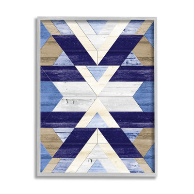 " Blue Rustic Aztec Pattern " Graphic Art Print