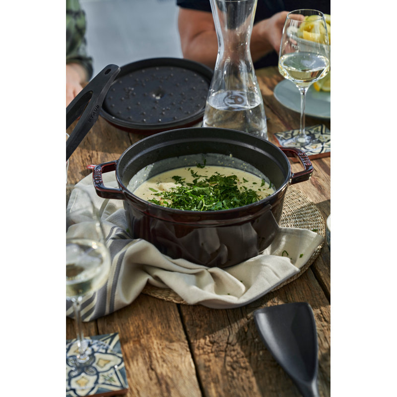 La Cocotte Cast Iron Round Cocotte, 4 quarts, Grenadine